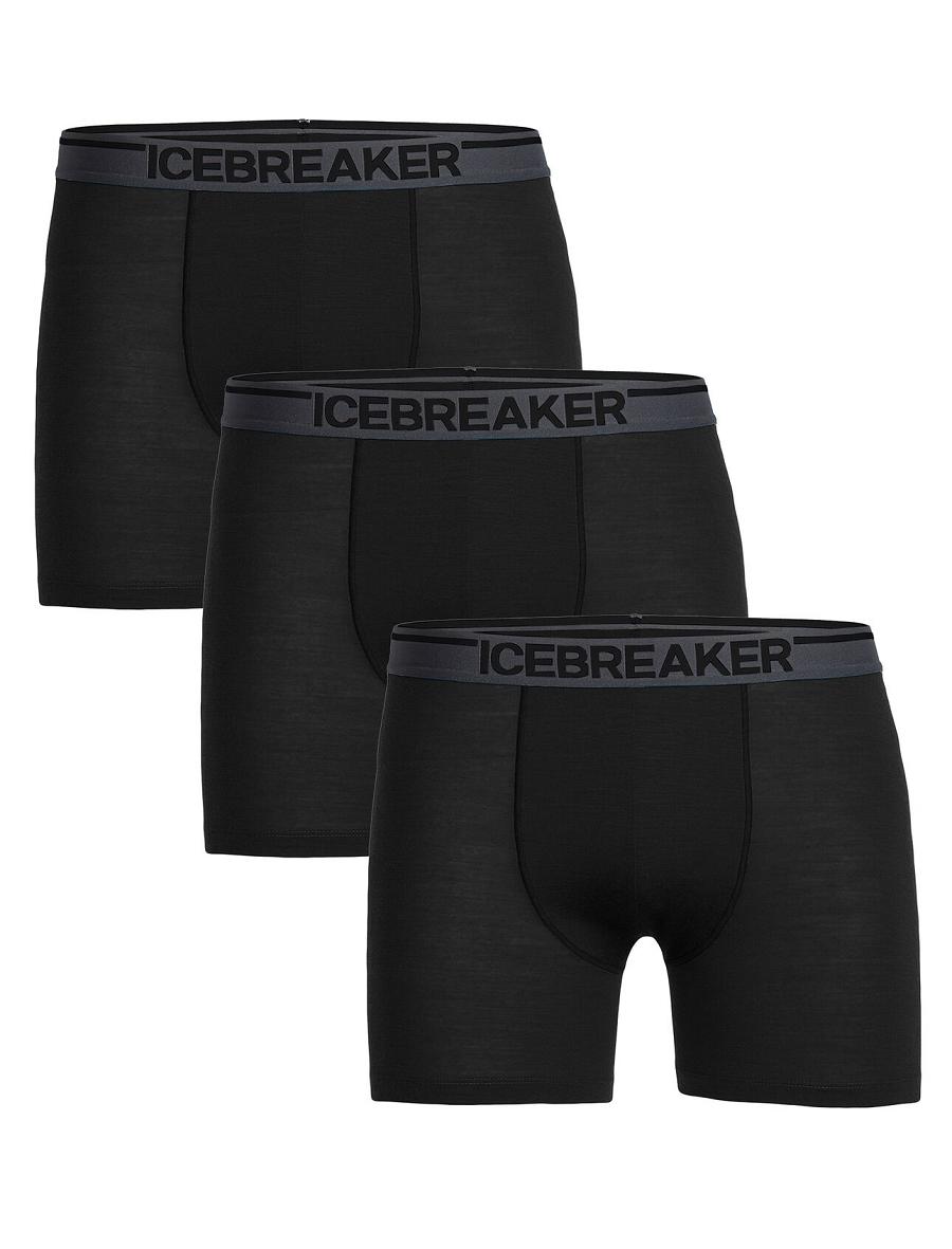 Icebreaker Merino Anatomica Boxers 3 Pack Férfi Fehérnemű Fekete | HU 1281OKIR